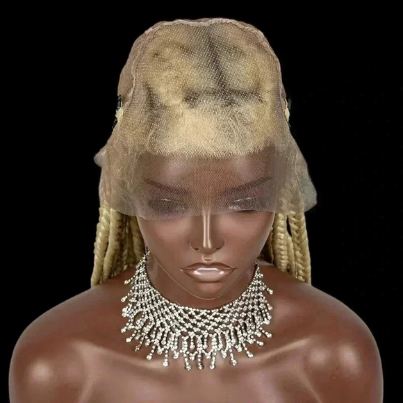 Braided full lace wig, knotless box braids, long  medium Braids, blond wig NWT - Picture 5 of 13